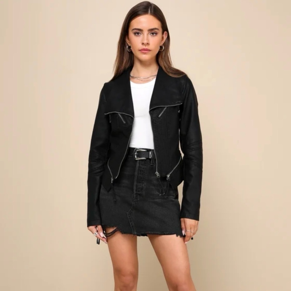 Lulu’s Up on a Tuesday Vegan Black Leather Jacket